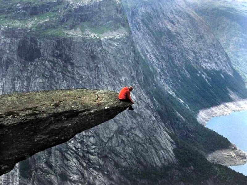 Person on a cliff edge