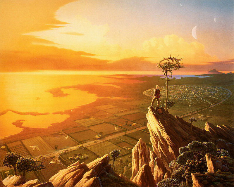 Person on a Cliff — Orange, Serene