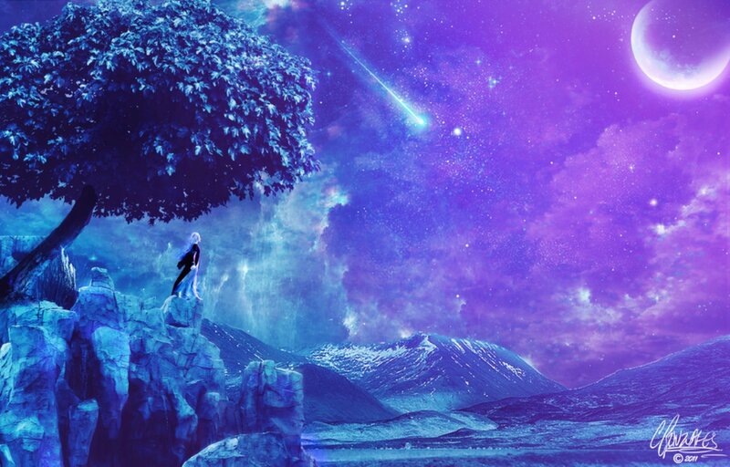 Person on a Cliff — Purple
