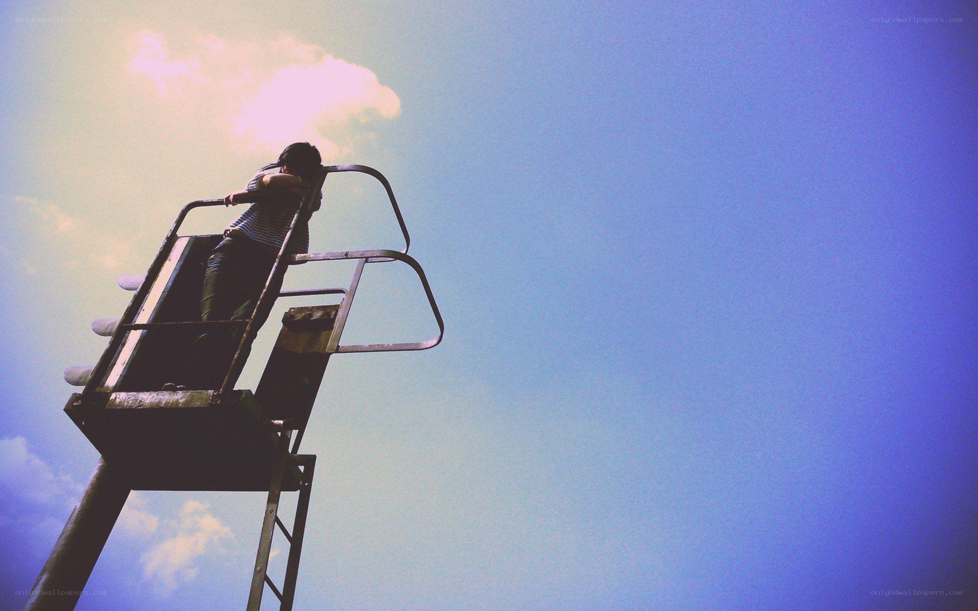 Person on a diving platform