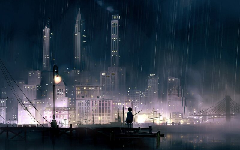 Person on a Dock — Blue, Melancholic