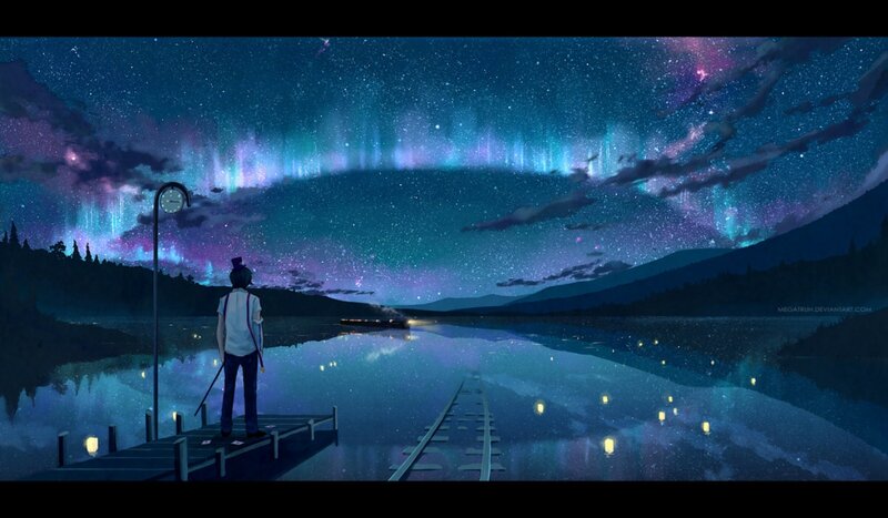 Person on a Dock — Blue, Serene