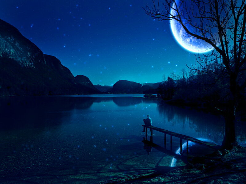 Person on a Dock — Blue