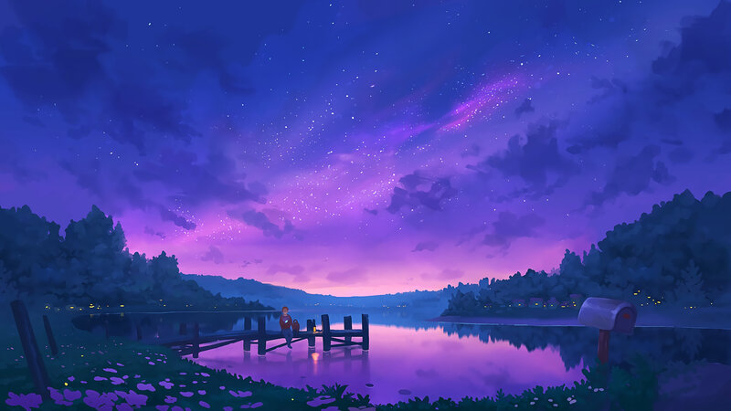 Person on a Dock — Purple