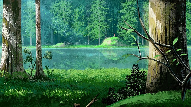 Person on a Hill in Forest