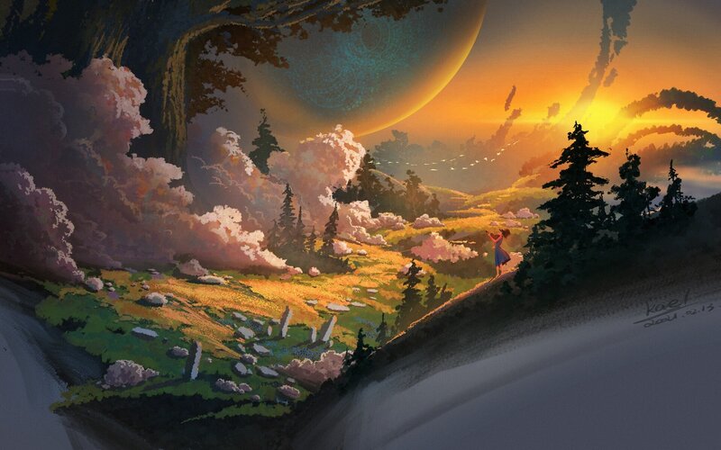 Person on a Hill — Orange
