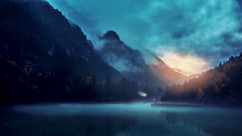 Person on a Lake Island
