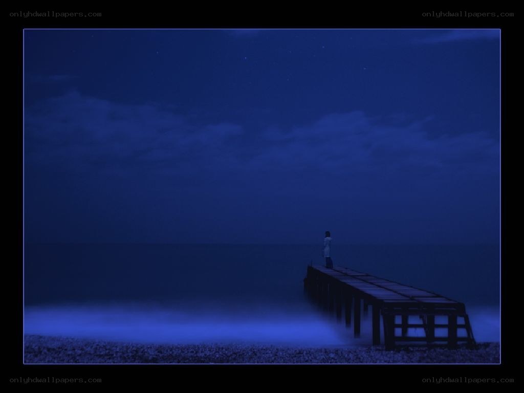 Person on a pier at night
