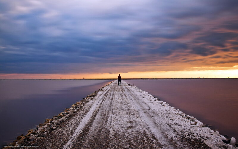 Person on a Pier — Blue, Dramatic, Sunset