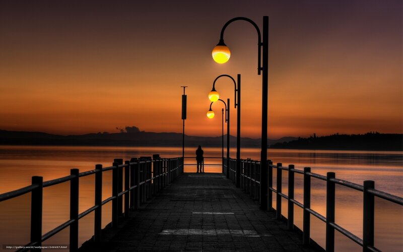 Person on a Pier — Orange, Serene