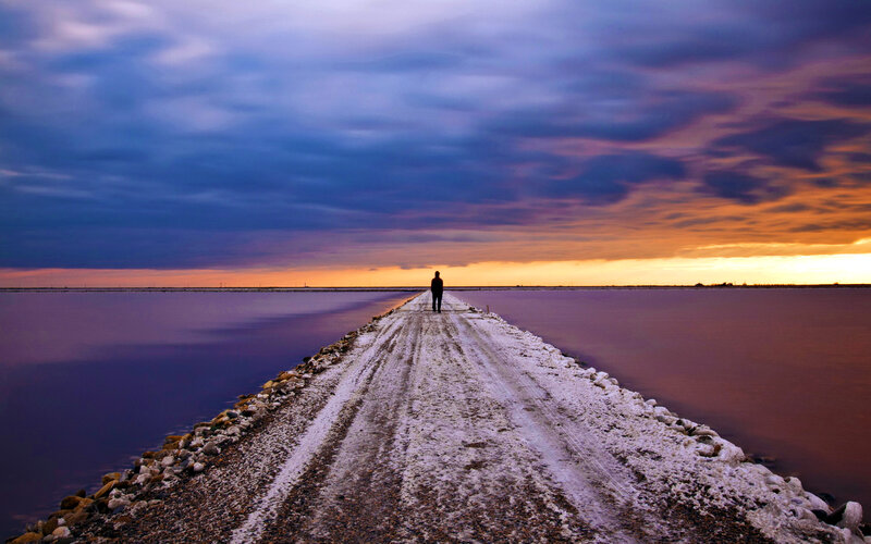 Person on a Pier — Purple