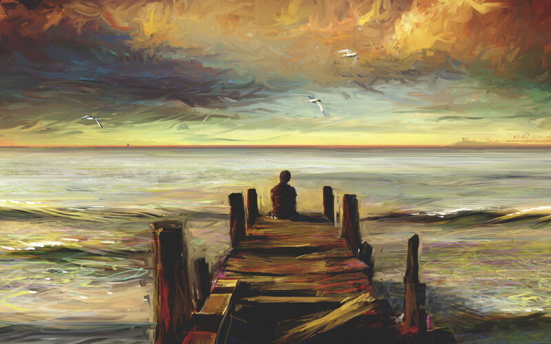 Person on a Pier — Yellow