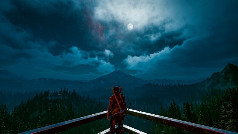 Person on a Platform — Blue, Dramatic, Night, 3d Render