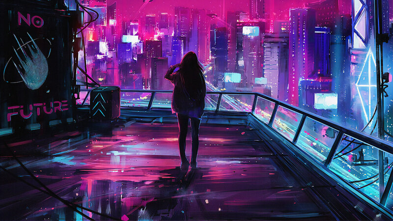 Person on a Rooftop — Pink