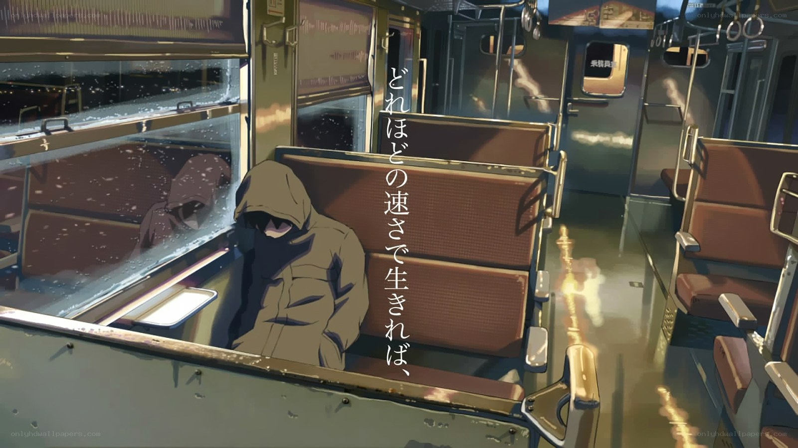 Person on a train at night