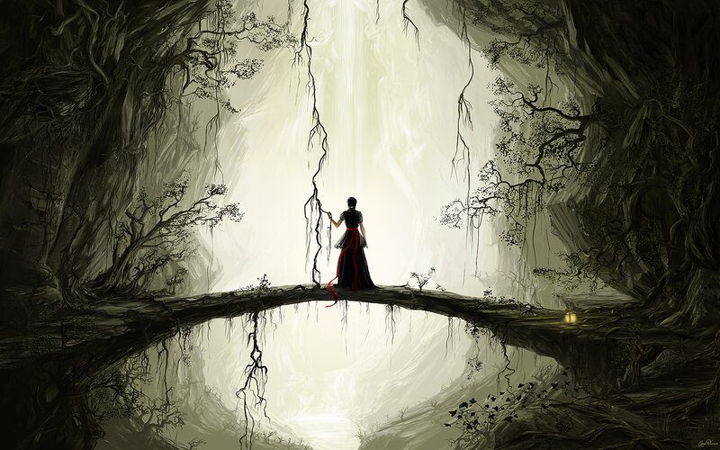 Person on a Tree Bridge — Black