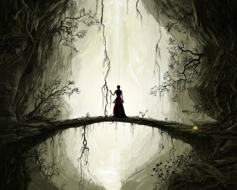 Person on a Tree Bridge