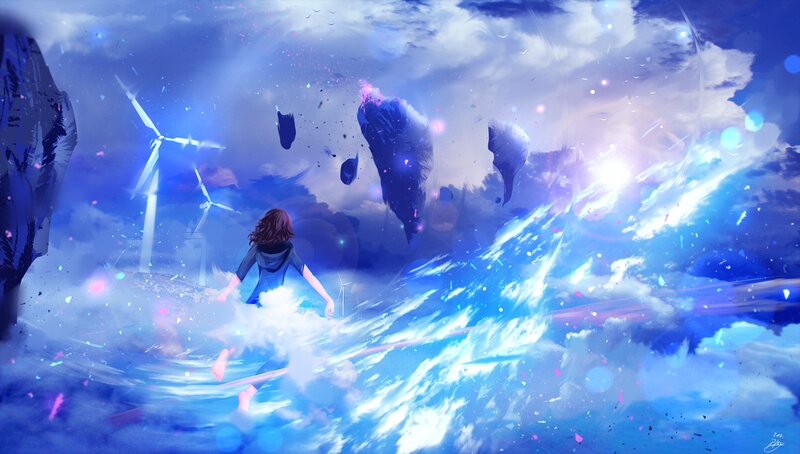 Person on a Wave — Blue
