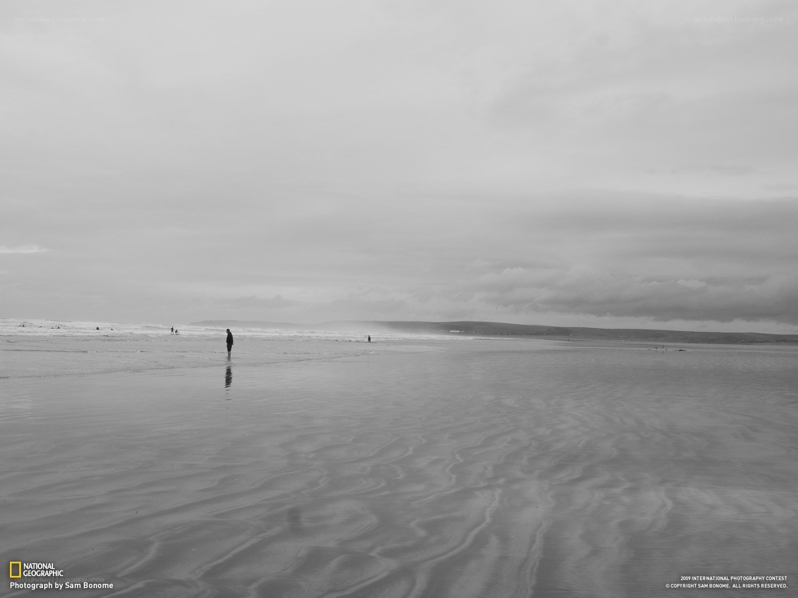 Person on a wet beach