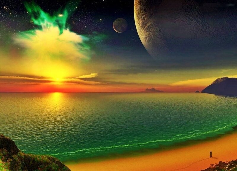 Person on Alien Beach — Green