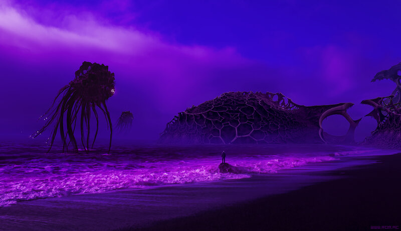 Person on Alien Beach — Purple, Dramatic
