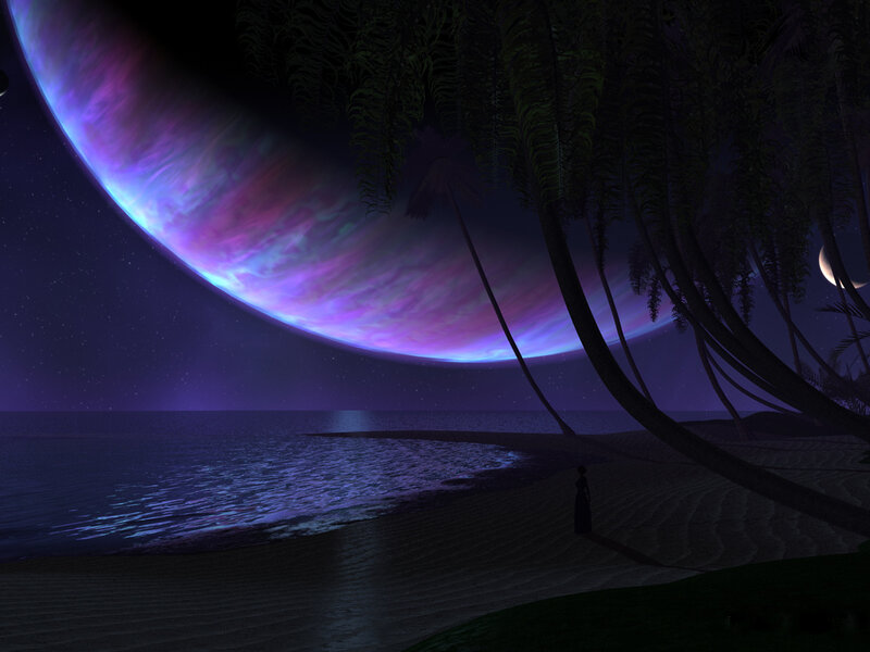 Person on Alien Beach — Purple, Serene, Night