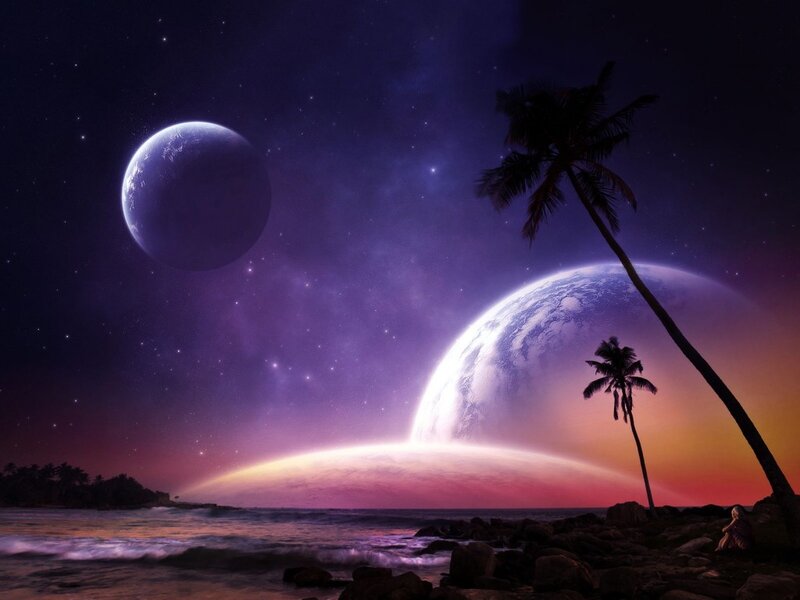 Person on Alien Beach — Purple, Serene