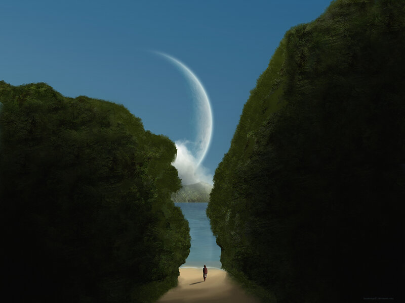 Person on alien beach