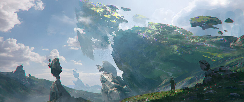 Person on Alien Landscape — Green
