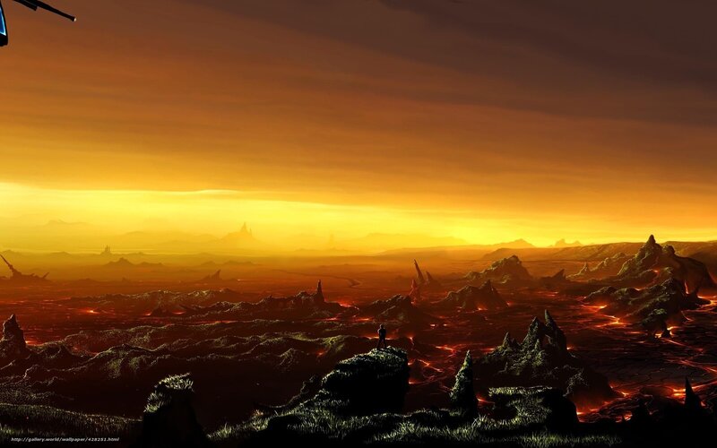 Person on Alien Landscape — Orange