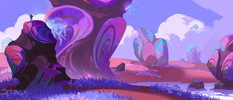 Person on Alien Landscape — Purple