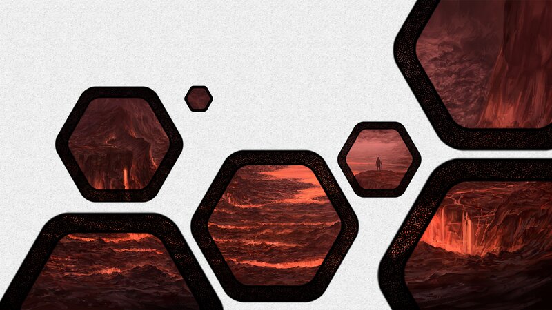 Person on Alien Landscape — Red