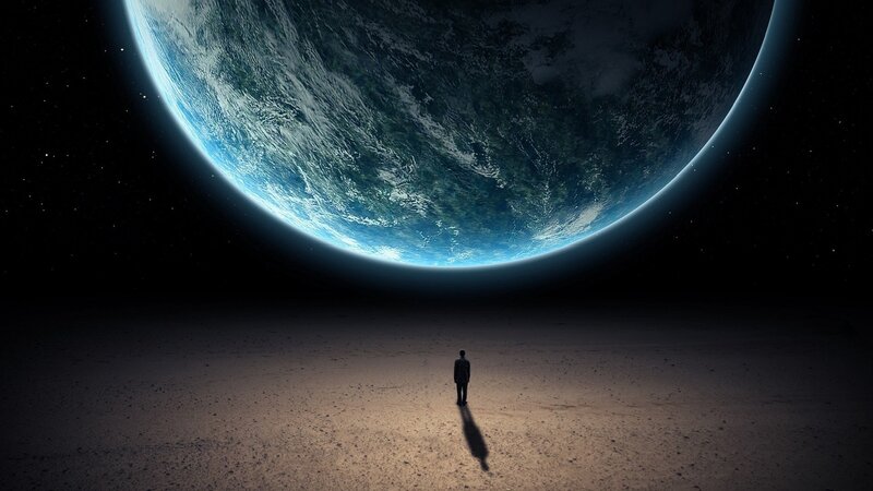 Person on alien planet
