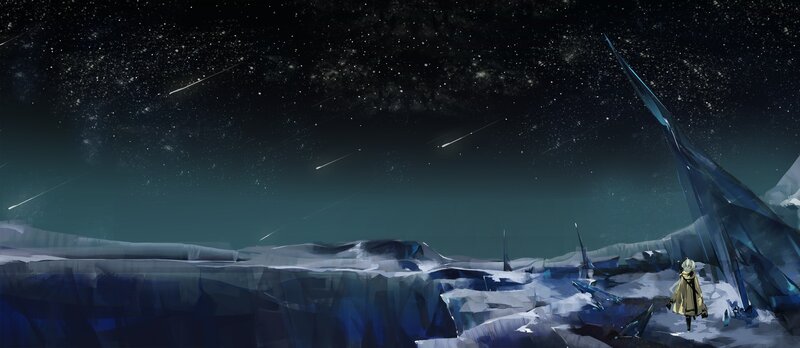 person on alien planet at night