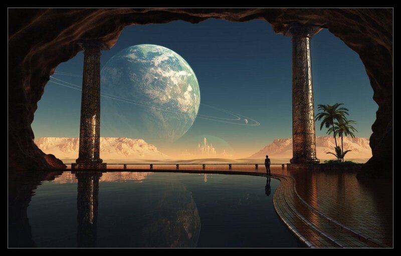 Person on Alien Planet — Blue, Serene