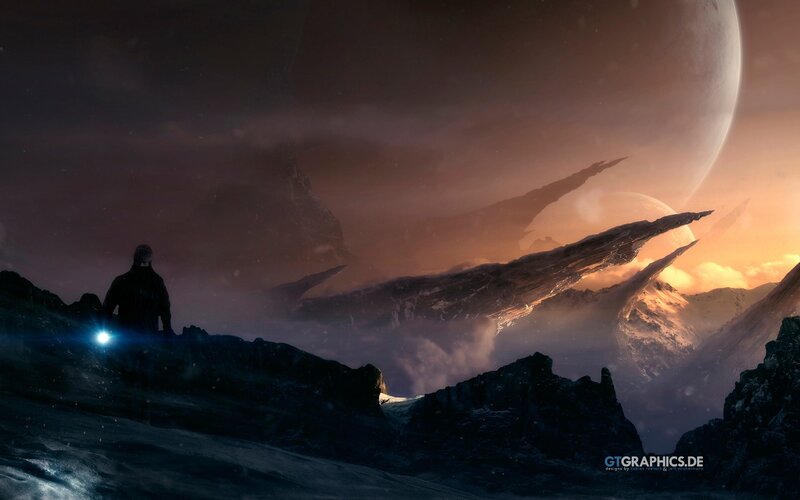 Person on Alien Planet — Purple, Dramatic, Sunset