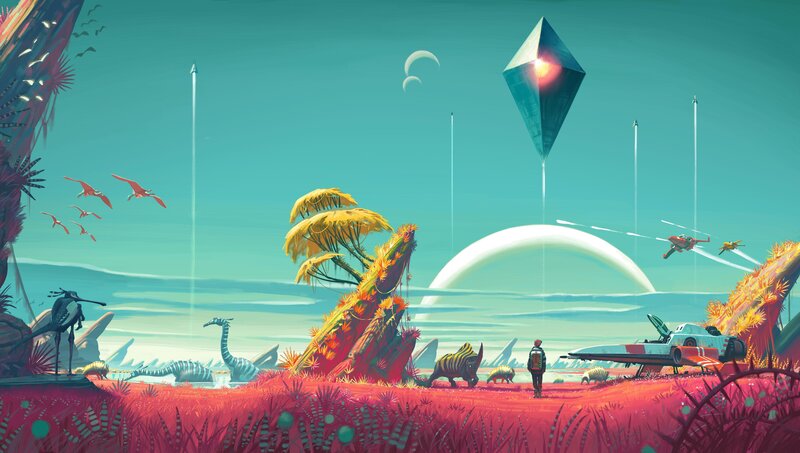 Person on Alien Planet — Teal, Serene, Afternoon