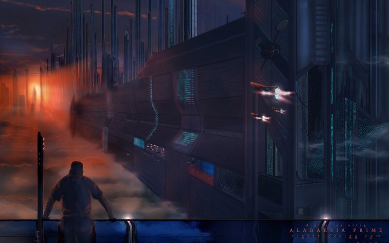 Person on Balcony at Night — Blue, Dramatic