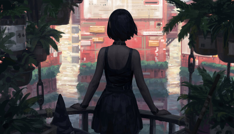 Person on Balcony — Black