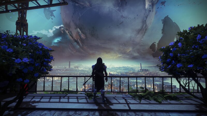 Person on Balcony — Blue