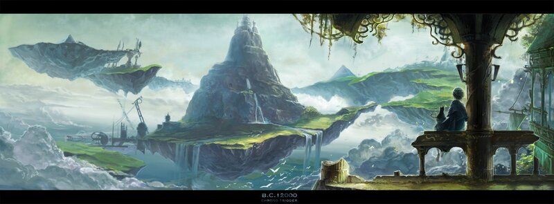 Person on Balcony Overlooking Islands — Green