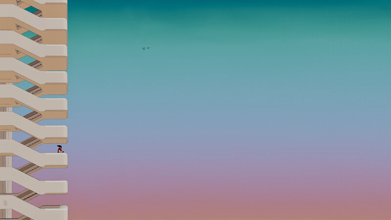 Person on Balcony — Teal