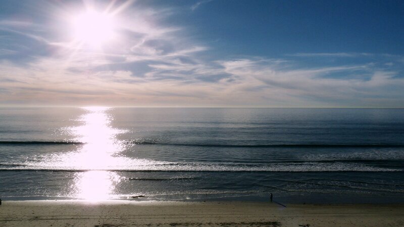 Person on Beach at Sunset — Blue, Serene, Photograph, Sun