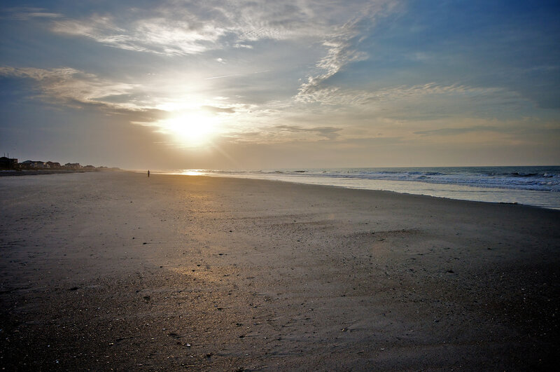 Person on Beach at Sunset — Blue