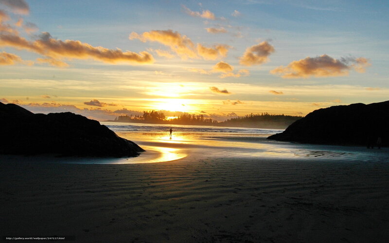 Person on Beach at Sunset — Gold