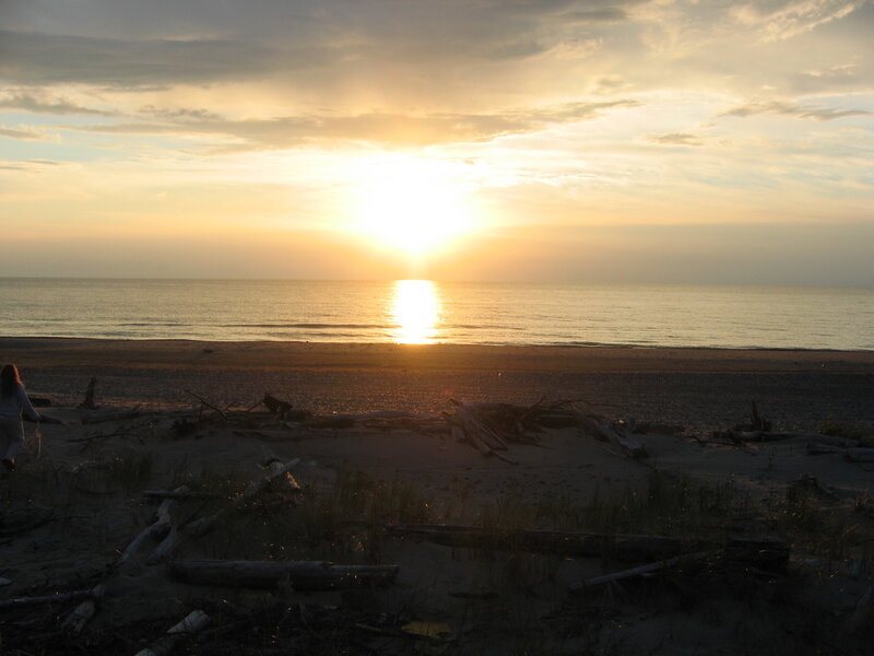 Person on Beach at Sunset — Yellow