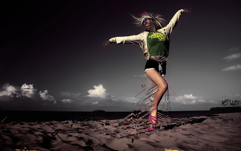 Person on Beach — Black, Dramatic, Night