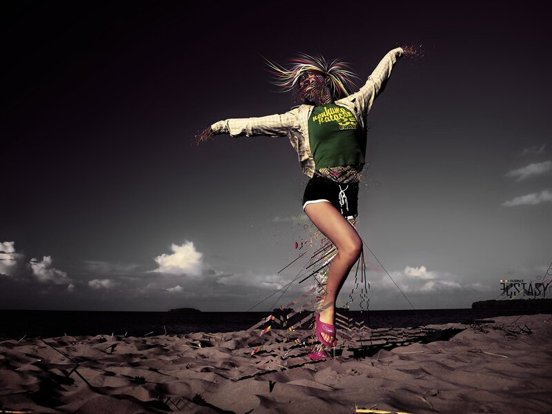 Person on Beach — Black, Dramatic