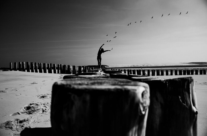 Person on Beach — Black