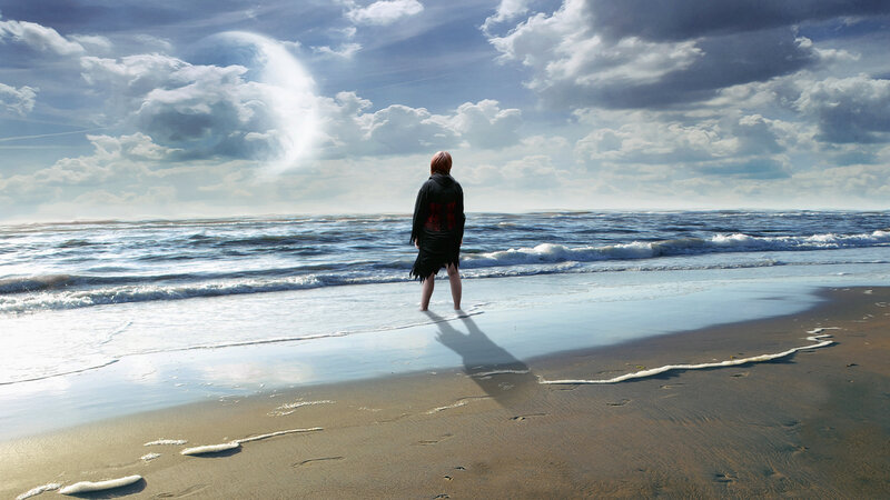 Person on Beach — Blue, Dramatic, Afternoon